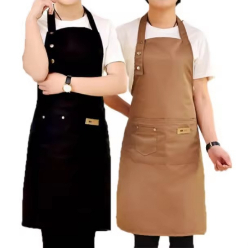 Embroidery Kitchen - 防水キッチンエプロン プロフェッショナルキッチンエプロン レストランショップウェイター作業服 女性/男性用 ポケット付き クリーニングエプロン