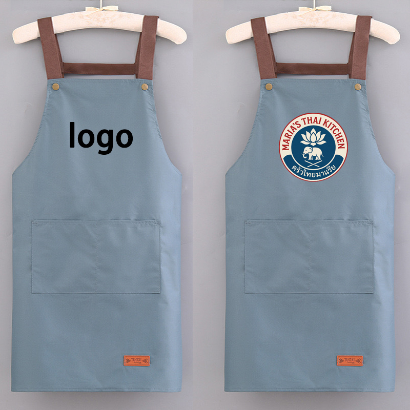 Embroidery Kitchen - キッチン防水性と耐油性エプロン、ケータリング業界の男性と女性の両方の作業服、カスタマイズ可能なロゴプリント