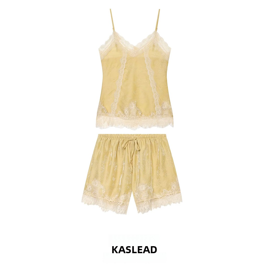 Embroidery Lace - KASLEAD 新しい女性のカジュアルレース刺繍トップショートパンツセット夏のファッション衣装ショート丈レギュラースリーブファッショナブル