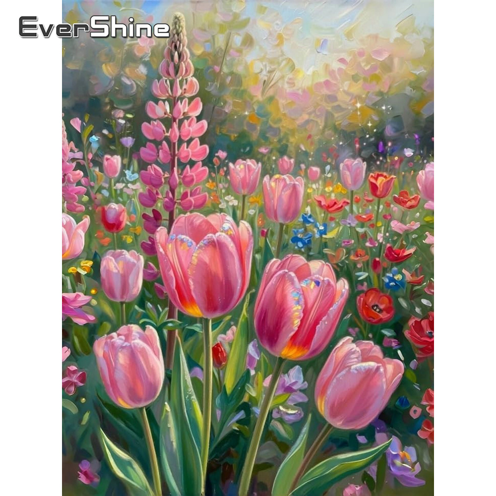 Embroidery Design Patterns Flowers - Evershine 11CT クロスステッチキットフラワープリントキャンバス刺繍用品チューリップデザイン新着ホームデコレーション