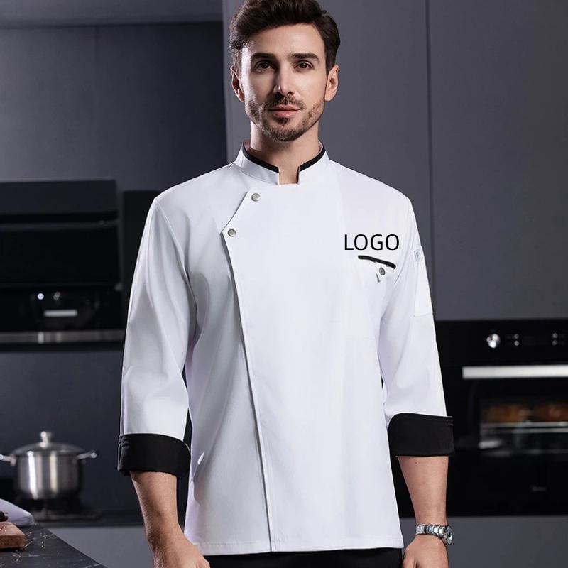 Embroidery Kitchen - シェフユニフォーム作業服長袖カスタムロゴレストランホテルキッチン調理男性シェフジャケットプリント刺繍