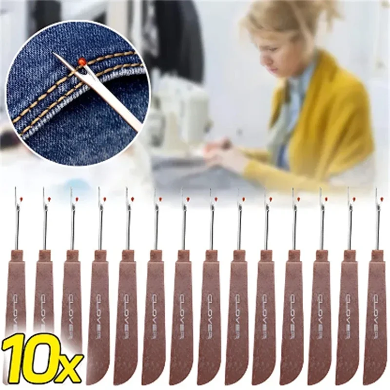 Embroidery Removal - 1/10 個鋼糸カッター木製プラスチックハンドルシームリッパーステッチ除去ナイフ針アート縫製ツール DIY 縫製アクセサリー