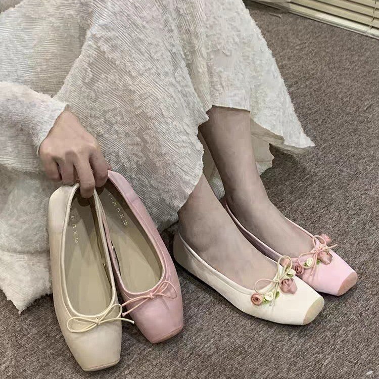 女性フラットボウマリージェーンズ靴春の新ロリータドレススクエ - Embroidery Lace のレビューと価格