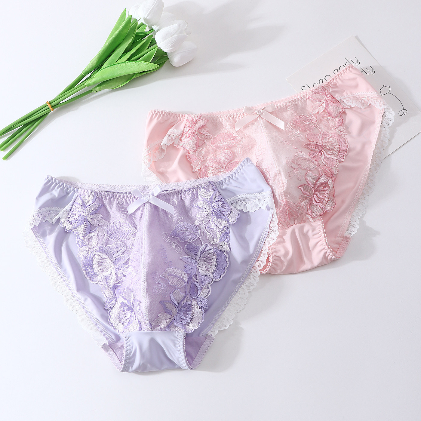 高品質男性レース花柄刺繍ピンクパンティーブリーフライブショー - Embroidery Lace のレビューと価格