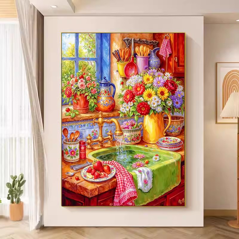 9ct 75x90cm 花キッチン刺繍 DIY 中国風プリン - Embroidery Kitchen のレビューと価格