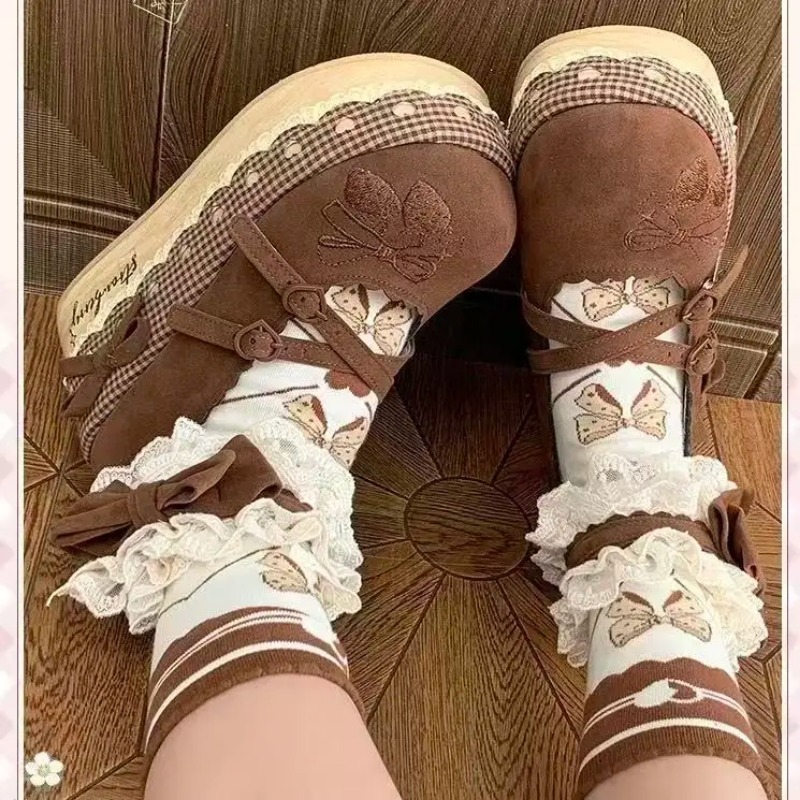ロリータハイヒール身長アップ厚底ローシューズ レディース 2 - Embroidery Lace のレビューと価格