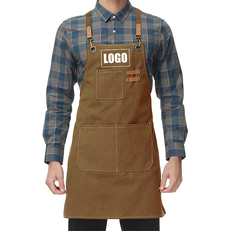 男性と女性のためのカスタム刺logoロゴキャンバスエプロン、 - Embroidery Kitchen のレビューと価格