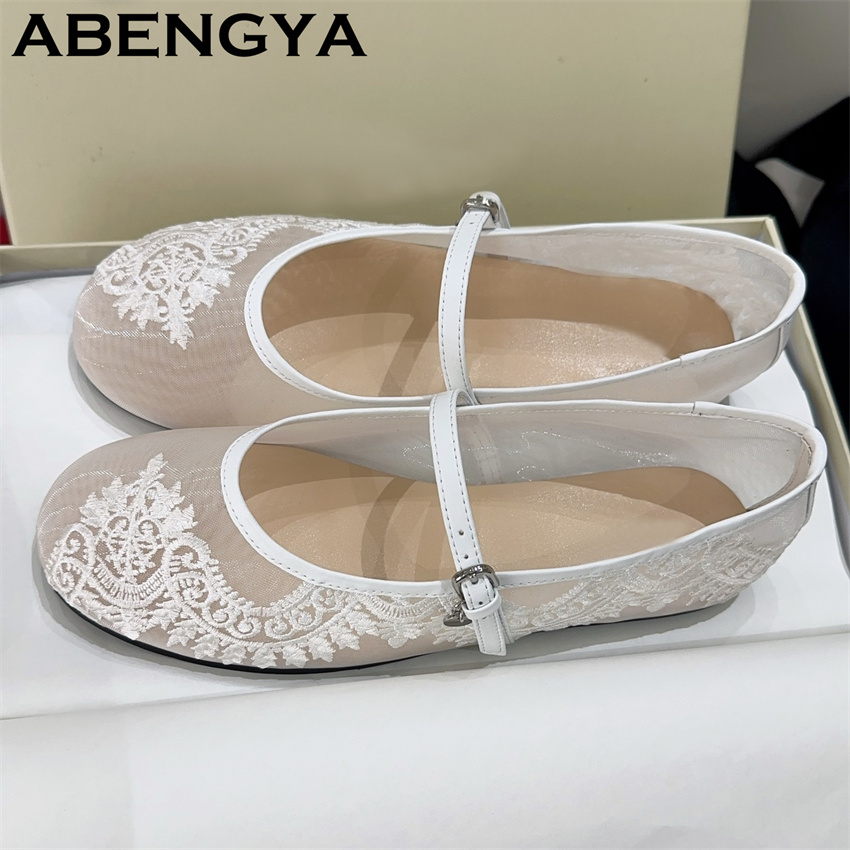 レース刺繍フラットシューズ女性のための 2026 夏バレエダ - Embroidery Lace のレビューと価格