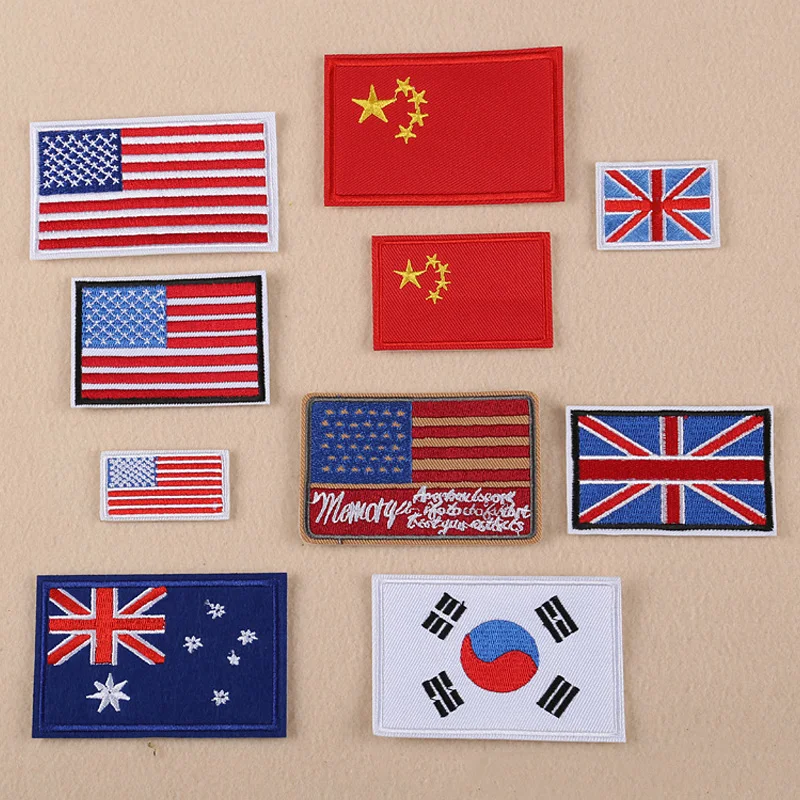 米国、オーストラリア中国イングランド旗刺繍パッチ衣類の鉄服ジ - Embroidery In Australia のレビューと価格