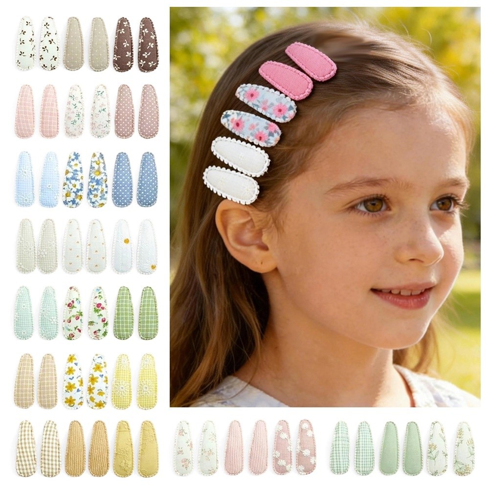 6個セット 可愛い2インチベビーヘアクリップ 花柄プリント手 - Embroidery Love のレビューと価格