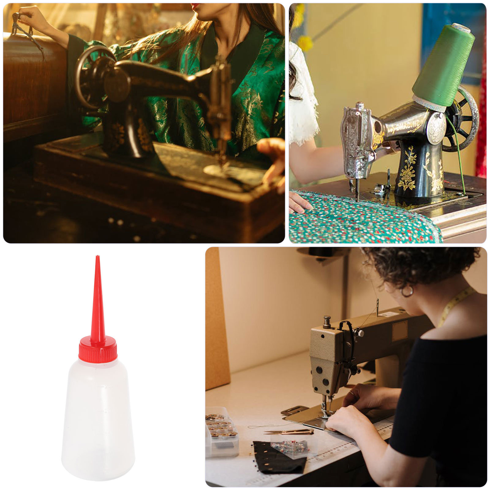 5個入りミシン用オイルボトル プラスチック製 透明 長い注ぎ - Embroidery Tools のレビューと価格