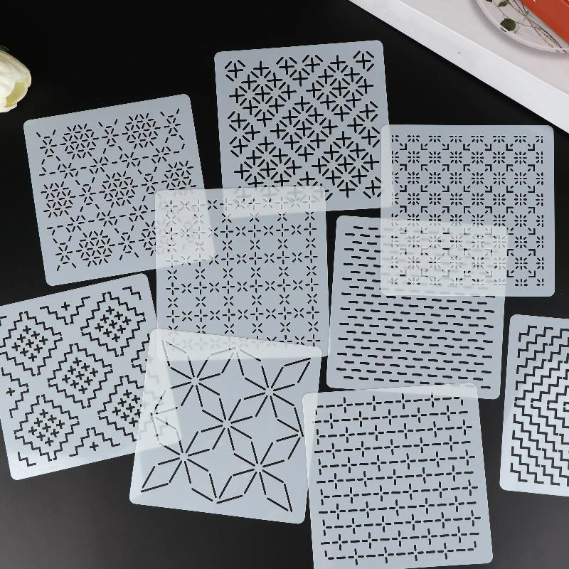 [J]9/32個入りサシコ刺繍テンプレートDIY幾何学模様パ - Embroidery Tools のレビューと価格