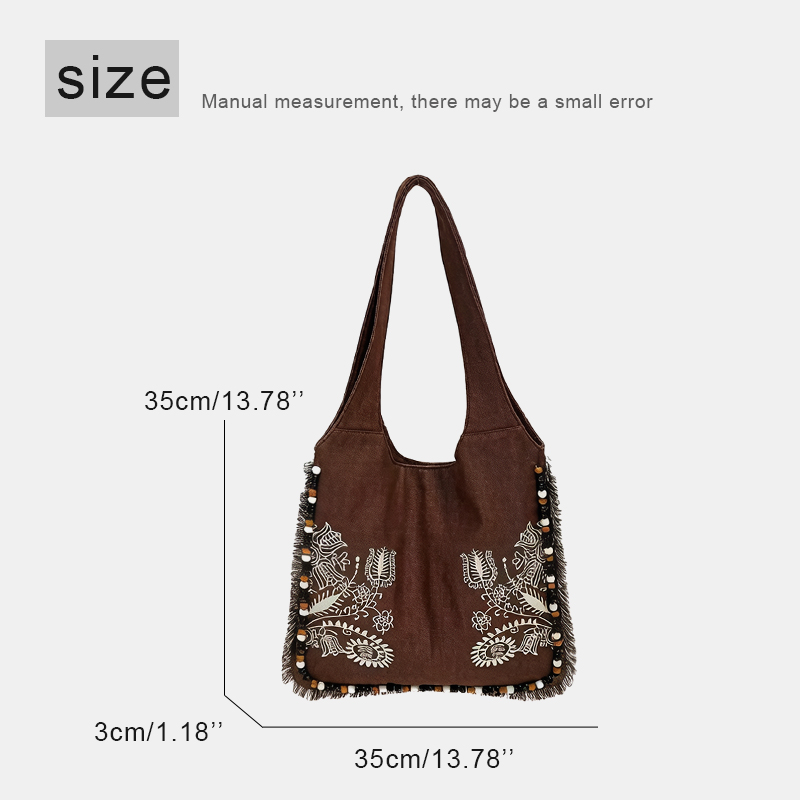 ボヘミアンキャンバストートバッグ女性のための高級デザイナーハ - Embroidery Design Patterns Flowers のレビューと価格
