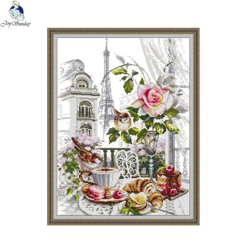 ジョイサンデイプリントクロスステッチキットDIYフレンチ朝食 - Embroidery X Pattern のレビューと価格